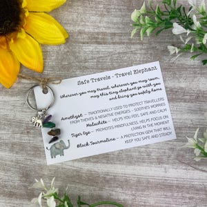 Travel Elephant, Safe Travel Keyring, Good Luck Charm, Travelling Gift, Gift for Traveler, Travel Gift, Adventure, Elephant Crystal Keyring