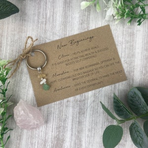NEW BEGINNINGS Keyring, Crystal Keyring, Gemstone Chips Keyring, Crystal Gift, Keyring Gift, Crystal For New Job, New Relationship, Healing