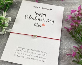 Happy Valentines Day, Personalised Wish Bracelet, Galentine's Day, BFF Gift, Kids Valentine's, Bff Valentine's Gift, Charm bracelet,Bracelet