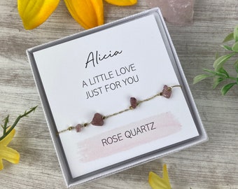 Rose Quartz Crystal Bracelet, A Little Love Bracelet, Healing Crystals, Healing Bracelet, Crystal Gifts, Rose Quartz Chip Bracelet
