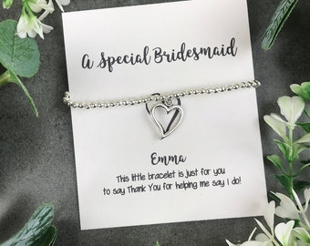 Bruidsmeisje bedankt, bedankt dat je mijn bruidsmeisje bent, bruidsmeisje, bruiloft, cadeau bruidsmeisje, bedelarmband, bedelarmband met kralen,