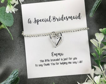 Bridesmaid Thank You, Thank You For Being My Bridesmaid, Bridesmaid, Wedding, Bridesmaid Gift, Charm Bracelet, Beaded Charm Bracelet,