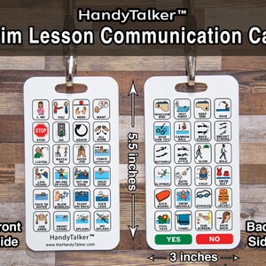 Tablero de comunicación para lecciones de natación HandyTalker®, dispositivo portátil de CAA, resistente al agua, tablero de comunicación con imágenes.