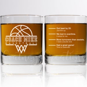 Funny Basketball coach whiskey glass! A perfect end of season gift for your basketball coach!