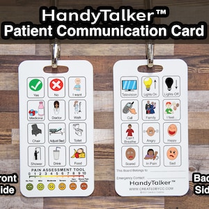 HandyTalker®-apparaat voor patiëntcommunicatie. Lichtgewicht, stevig, waterdicht communicatiemiddel. Patiëntencommunicatie.