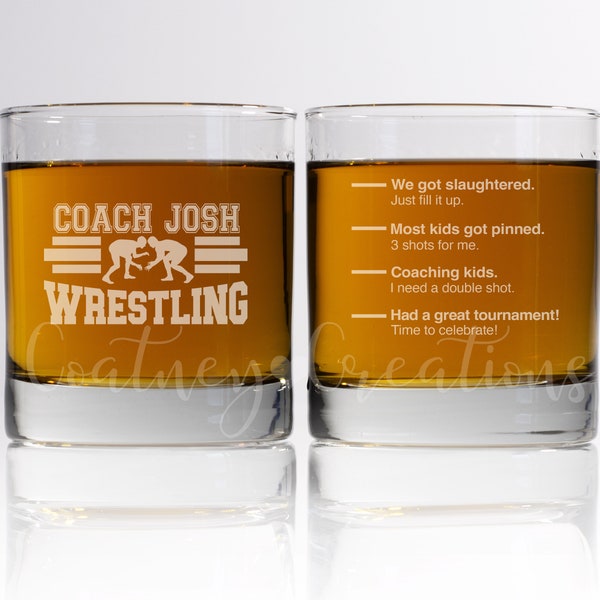Funny Wrestling Coach whiskey glass! A perfect gift for your wrestling coach!
