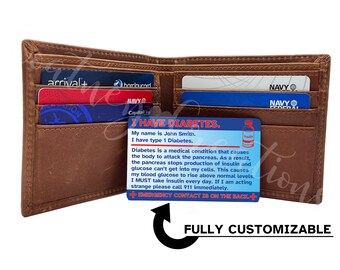 Diabetes Awareness wallet ID card. Fully customizable to you!