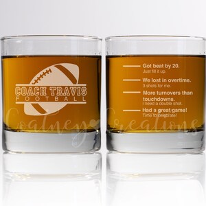 Personalized Football Coach Whiskey Glass: End of Season Gift