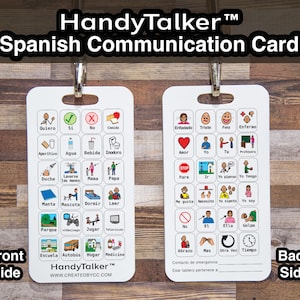 HandyTalker® SPAANSE communicatiekaart voor kinderen! Draagbaar OC-apparaat, waterdicht.