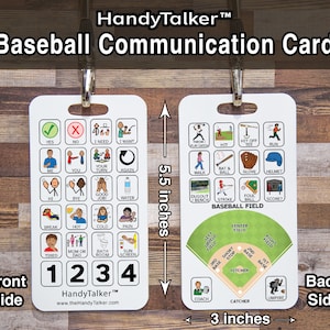 HandyTalker®-basisbord voor honkbalcommunicatie! Afbeelding Communicatiebord. Hulpmiddel voor non-verbale communicatie. Engels of Spaans!