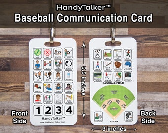 HandyTalker® Baseball Communication Core Board! Picture Communication board. Non Verbal Communication aid. English or Spanish!