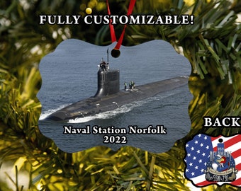Fully customizable submarine ornament! United States Navy submarine Christmas ornament!