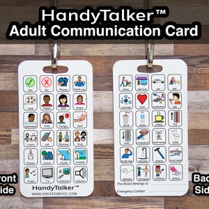 Tablero de comunicación HandyTalker® para adultos no verbales. Dispositivo portátil de CAA, tablero de comunicación con imágenes.