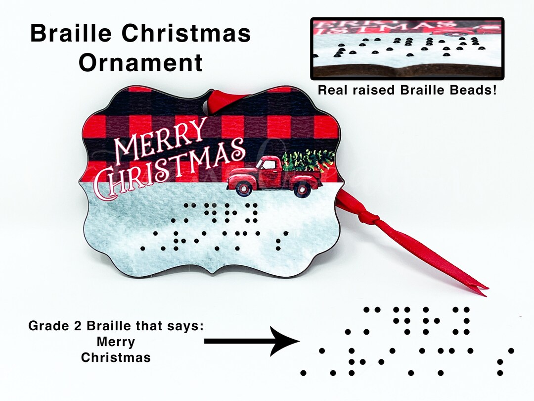 Unique Braille Christmas Ornament. Beautiful Gift for Someone Who Reads Braille. Braille Beads 