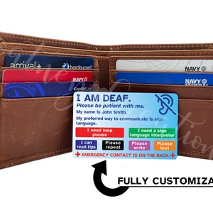 Deaf Awareness wallet ID card. Fully customizable to you!