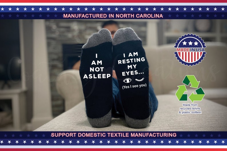 I am NOT asleep, I am resting my eyes funny socks! The perfect gift for mom or dad for Father's day or Mothers day, or a birthday! 