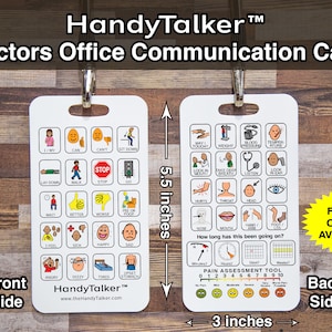HandyTalker® Artsenpraktijk Communicatie Kernbord! Fotocommunicatiebord. Hulpmiddel voor non-verbale communicatie. Uniseks of vrouwelijke optie.