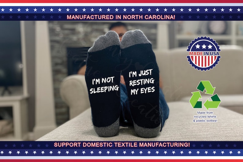 I'm Just Resting My Eyes, I'm Not Sleeping, Socks, I'm Not Sleeping Socks. Funny Socks for Fathers Day Cheap fathers day gift. Funny gift. image 1