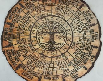 Ogham Tree Calendar Celtic Wheel of the Year - Months, Time, Leaves ...
