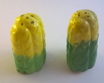 Vintage 1950s Japanese Lettuce Shaped  Salt and Pepper Pots