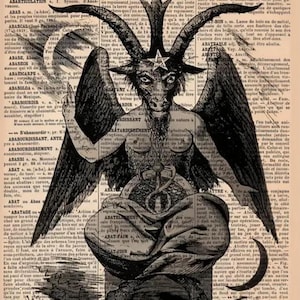 Affiche d'art sur toile Diable occulte Baphomet, décoration de pièce, 21 cm x 30 cm