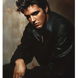 Iconic Vibrant Elvis Presley King of Rock and Roll Unframed Canvas Picture Room Accent 30cm x 48cm