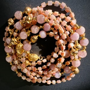 Beaded Pink and Gold Necklace Set with Magnetic Clasps