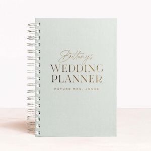 Wedding Planner | Personalized Wedding Planning Book | Dusty Blue Bridal Shower Gift | Real Foil Book | Gift for Bride | Design: Manhattan