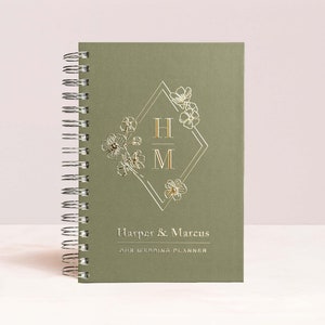 Planificador de bodas Libro de planificación de bodas personalizado Regalo económico para despedida de soltera Regalo de compromiso para la novia / Diseño: Floral Line