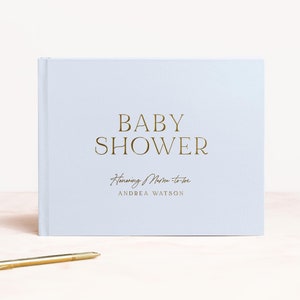 Baby Shower Guest Book | Blue Album Silver Foil | It&#39;s a Girl or Boy | Photo Booth Album | Mama To Be | New Mom | Design: Chic