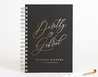 Wedding Planner | Personalized Wedding Planning Book | Black Bridal Shower Gift | Engagement Gift for Bride | Design: Black Tie