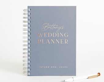 Wedding Planner | Personalized Wedding Planning Book | Dusty Blue Bridal Shower Gift | Real Foil Book | Gift for Bride | Design: Manhattan