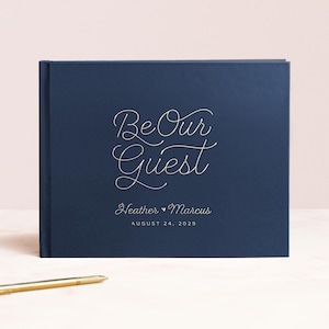 Wedding Guest Book | Formal Wedding Hardcover Guestbook with Real Foil | Personalized Gold Foil | Disney Wedding | Design: Be Our Guest