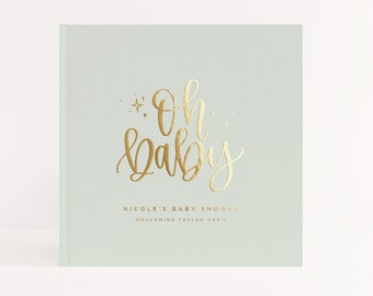 Baby Shower Guest Book | Mint Green Album Gold Foil | It's a Girl or Boy | Photo Booth Album | Mama To Be | New Mom | Design: Oh Baby