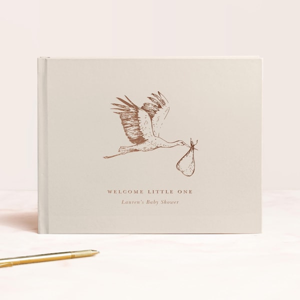 Baby Shower Guest Book Gender Neutral Guestbook Album for Baby Shower Sign In Gift For New Mom Baby Shower Ideas | Design: Stork Baby Shower
