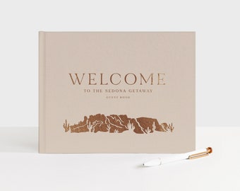 Vacation Rental Guest Book | Hotel Sign In Book | Cactus Guestbook Arizona, Nevada, Utah, California | Airbnb, VRBO, Inn | Design: Desert