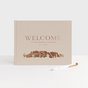 Vacation Rental Guest Book | Hotel Sign In Book | Cactus Guestbook Arizona, Nevada, Utah, California | Airbnb, VRBO, Inn | Design: Desert