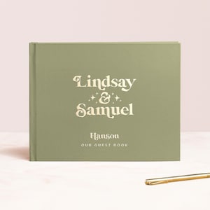 Wedding Guest Book Gold Foil Guestbook Album for Wedding Retro Boho Wedding Sign In Book Guestbook Foil Lined Pages | Design: Retro