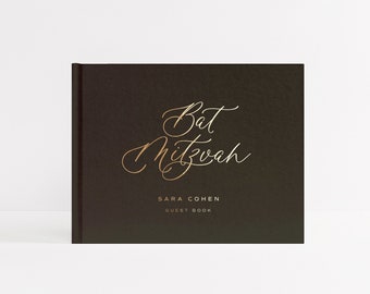 Bat Mitzvah Guest Book | Jewish Mitzvah Gift Idea | Album for Party | Sign In Book | Guestbook Foil | Mazel Tov | Design: Bat Mitzvah