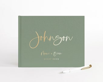 Wedding Guest Book | Real Gold Foil | Hardcover Landscape Guestbook | Photo Booth Ideas | Album Wedding | Design: Modern Minimalist