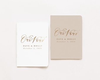 Wedding Vow Books | Set of 2 | Personalized Rose Gold Foil | Our Vows | His Vows | Her Vows | Marriage Vow Booklets | Design: Lovely