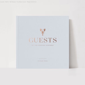 Vacation Rental Guest Book | Custom Theme Hotel Sign In Book | Ocean Mountain Desert | Housewarming Gift | Airbnb, VRBO, Inn | Design: Icon