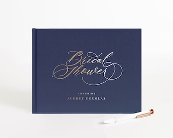 Bridal Shower Guest Book | Blue Navy Album Gold Foil | Wife To Be | Bachelorette Photo Booth Album | Wedding Shower | Design: Bridal Shower