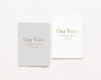 Wedding Vow Books | Set of 2 | His and Hers Vow Booklets | Gold Foil | Our Vows | Personalized Foil Vow Books | Design: Classy