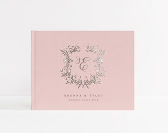 Wedding Guest Book | Wedding Photo Booth Ideas | Guestbook Monogram | Wedding Album with Real Foil | Wedding Album | Design: Floral Crest