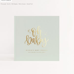 Baby Shower Guest Book | Mint Green Album Gold Foil | It's a Girl or Boy | Photo Booth Album | Mama To Be | New Mom | Design: Oh Baby