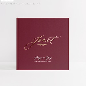 Wedding Guest Book | Bridal Shower | Hardcover Red Guestbook | Wedding Sign In Book | Wedding Album | Gold Foil | Design: French Elegance