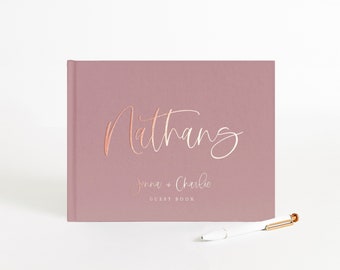 Wedding Guest Book | Real Gold Foil | Hardcover Landscape Guestbook | Photo Booth Ideas | Album Wedding | Design: Modern Minimalist