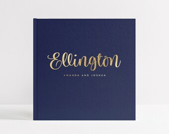 Wedding Guest Book | Wedding Photo Album | Hardcover Sign In Book | Blue Guestbook | Photo Booth Instant Photos Book | Design: Simple