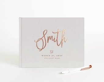 Wedding Guest Book | Real Gold Foil | Hardcover Landscape Guestbook | Photo Booth Ideas | Album Wedding | Design: Smitten